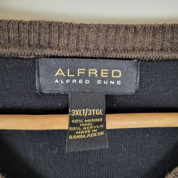 Merino Wool Crew Neck Sweater V-neck stripes stripes soft long sleeve - Picture 3 of 9